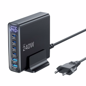 Tech-Protect DC240W-GAN 6 jungčių stalinis įkroviklis PD 240W / QC3.0 juodas