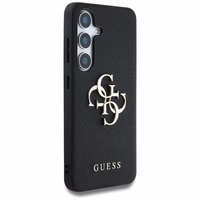 Guess Grained Big 4G Logo Small Classic Logo dėklas telefonui Samsung Galaxy S25 juodas