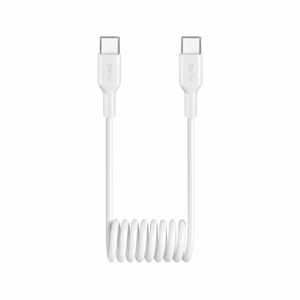 Puro 25W USB-C spiralinis kabelis - USB-C 1m - baltas