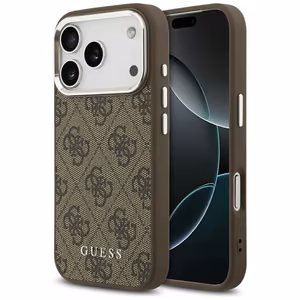Guess 4G Classic Logo Magnetinis dėklas telefonui iPhone 17 Pro - rudas