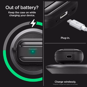 Spigen Rugged Armor dėklas Apple AirPods Pro 1 / 2 - matinė juoda