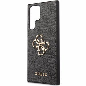Guess GUHCS23L4GMGGR S23 Ultra S918 pilkas/pilkas kietas dėklas 4G Didelis Metalinis Logotipas
