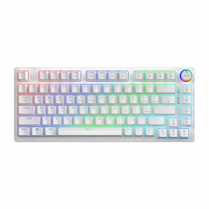 SAVIO PHENIX WHITE belaidė mechaninė klaviatūra, Gateron Red Pro, ABS