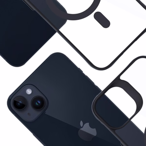 Чехол 3mk Satin Armor MagCase с MagSafe для iPhone 14 Plus - прозрачный с чёрной рамкой