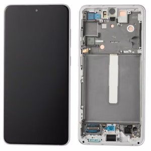 Ekranas Samsung G990 S21 FE 5G su lietimui jautriu stikliuku ir rėmeliu White originalus (service pack)