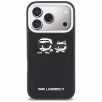 "Karl Lagerfeld Karl & Choupette Print & Pocket Case" dėklas "iPhone 17 Pro" - juodas