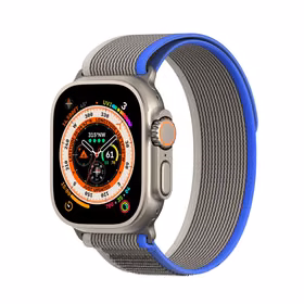 Sportinė Velcro juosta Apple Watch Ultra / 9 / 8 / 7 / 6 / SE / 5 / 4 / 3 / 2 / 1 (42, 44, 45, 49 mm) Dux Ducis juosta YJ versija - mėlyna-pilka