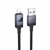 Kabelis USB A į Lightning Hoco 2,4A su ekranu 1 m X118 juodas