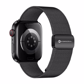 FORCELL F-DESIGN FA14 magnetinis nerūdijančio plieno dirželis APPLE laikrodžiui 42 / 44 / 45 / 49 mm juodas