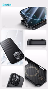 Benks Montage Magnetic Armor Pro Kevlar Case Metal Frame 600D+1500D (MF66) for Iphone 16 Pro Max black (Camera Control Button)