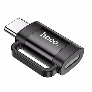 Adapteris Hoco (UA31E) iš USB-C į Lightning (OTG) juodas