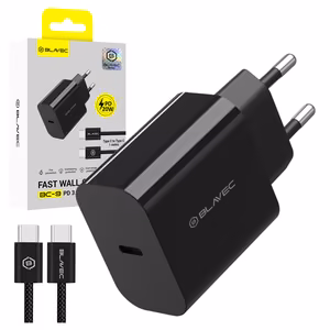 Blavec sieninis įkroviklis BC-9 - Type C - PD 20W 3A su Type C į Type C laidu (TCBC9-CB203A+CC) juodas