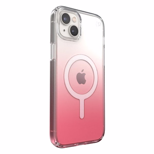 Speck Presidio Perfect-Clear + Ombre + MagSafe case for iPhone 15 Plus / 14 Plus, with Microban antimicrobial protection, Clear / Vintage Rose Fade