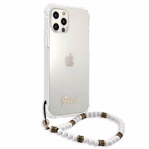Guess GUHCP12MKPSWH iPhone 12/12 Pro 6.1" Skaidrus kietas dėklas Baltas perlas