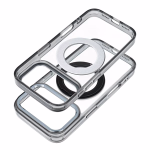 Case for iPhone 17 Pro Max / 18 Pro Max ( low camera edge) Frame Circle Stand compatible with MagSafe black