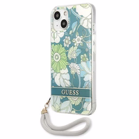 Guess GUHCP13MHFLSN iPhone 13 6.1" žalias/žalias kietas dėklas Gėlių Dirželis