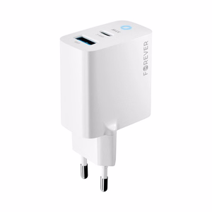 "Forever TC-06-33AC GaN PD QC įkroviklis 1x USB-C 1x USB 33W baltas