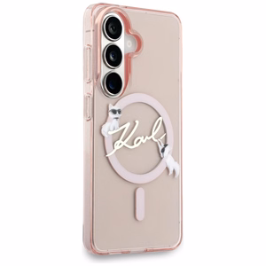 Karl Lagerfeld dėklas IML KC Script MagSafe skirtas Samsung Galaxy S26 rožinis