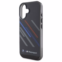 BMW Motosport IML atsitiktinės juostos iPhone 16 Plus dėklas - juodas