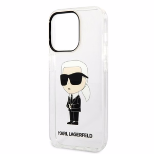 Karl Lagerfeld Ikonik Karl dėklas telefonui iPhone 14 Pro - permatomas