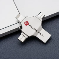 FORCELL F-DATA atmintukas Metal Quad 16GB USB3.2 Gen 1 (USB A / Type C / Lightning / Micro USB) sidabrinis