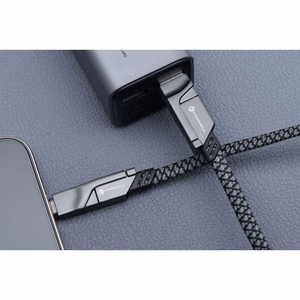 FORCELL F-ENERGY C241 4in1 kabelis Type C į USB A į Type C / Lightning QC PD 3A 60W 1 m chromuotas