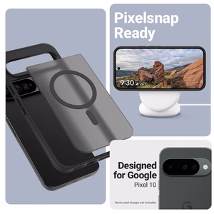 Crong Hybrid Matte Magnetic MagSafe dėklas, skirtas Google Pixel 10, juodas