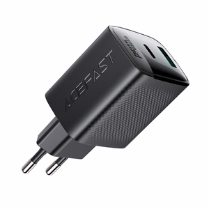 Acefast A106 GaN PD sieninis įkroviklis, 45 W, USB-C, USB-A, juodas