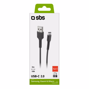 SBS TECABLETC3MTK Кабель USB-A - USB-C 3m - чёрный