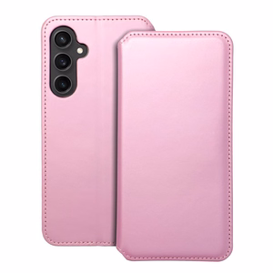 DUAL POCKET knygos tipo dėklas telefonui SAMSUNG S23 FE šviesiai rožinis