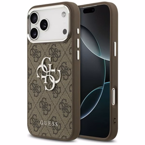 Guess Чехол для iPhone 17 Pro Max GUHCP17XP4G4SMCW (4G PU Leather Case with Big 4G and Classic Logo and Silver Metal Camera Frame) коричневый