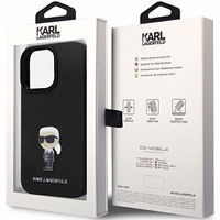 Karl Lagerfeld KLHCP14XSMHKNPK dėklas telefonui iPhone 14 Pro Max 6.7" - juodas silikoninis Ikonik metalinis ženkliukas