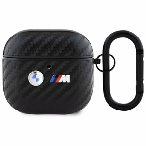BMW anglies dvigubas metalinis logotipas dėklas AirPods 4 - juodas