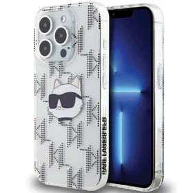 Karl Lagerfeld IML Choupette galvos ir monogramos dėklas iPhone 15 Pro Max - permatomas