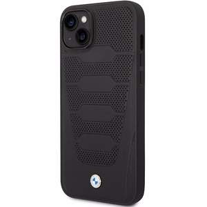 Dėklas telefonui BMW BMHCP14S22RPSK iPhone 14 6.1 - juodas odinis sėdynių raštas