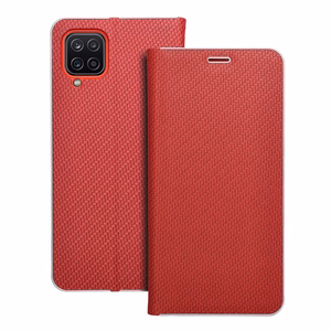 Dėklas telefonui LUNA Book Carbon skirtas SAMSUNG A12 / M12 - raudonas