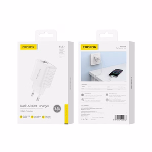Įkroviklis Foneng EU53 2.4A 2xUSB-A baltas