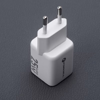 FORCELL F-ENERGY Mini GaN III VT-25B kelioninis įkroviklis su 1 x Type C + 1x USB A lizdais, PD QC4.0 25W baltas