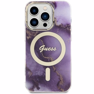 Guess GUHMP14LHTMRSU iPhone 14 Pro 6.1" violetinis/violetinis kietas dėklas Auksinis Marmuras MagSafe