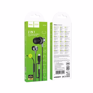 Hoco M119A laidinės ausinės su mikrofonu, 3,5 mm / USB-C jungtis, juodos