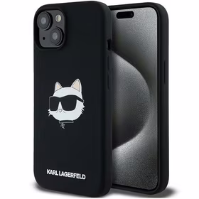 Karl Lagerfeld Silikoninis Choupette Head Magnetinis dėklas telefonui iPhone 15 Plus / 14 Plus – juodas