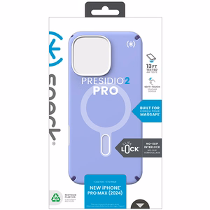 Speck Presidio2 Pro dėklas su MagSafe ir ClickLock, skirtas iPhone 16 Pro Max, „Future Lavender/Cassis Purple“