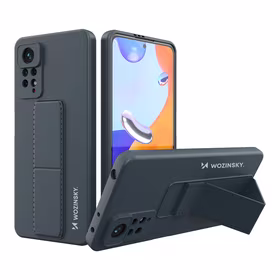 Wozinsky Kickstand Case silikoninis dėklas su stovu Xiaomi Redmi Note 11 Pro tamsiai mėlynas