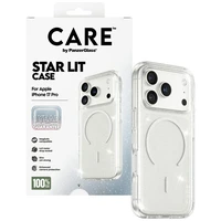 CARE by PanzerGlass Flagship Urban Explorer dėklas telefonui su baltu magnetiniu MagSafe, skirtas iPhone 17 Pro – skaidrus su blizgučiais
