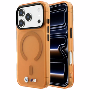 BMW M IML Frosted Metal Logo & Trims MagSafe dėklas, skirtas iPhone 17 Pro / 18 Pro – oranžinis
