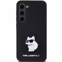 Karl Lagerfeld Silikoninis Choupette Metal Pin dėklas Samsung Galaxy S24 - juodas