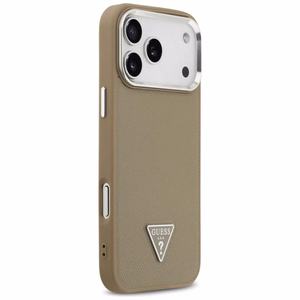GUESS чехол IPHONE 17 Pro Max совместим с MagSafe GUHMP17XPGTSPSW (Grained PU Triangle Logo) коричневый