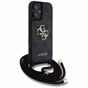 Guess 4G Big Logo Cord Stap dėklas telefonui iPhone 16 - juodas