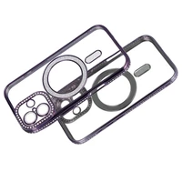 Bling Magsafe violetinis dėklas telefonui iPhone 17