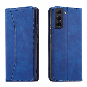 Magnet Fancy dėklas telefonui Samsung Galaxy S22+ (S22 Plus) su pinigine ir kortelių laikikliu, mėlynas